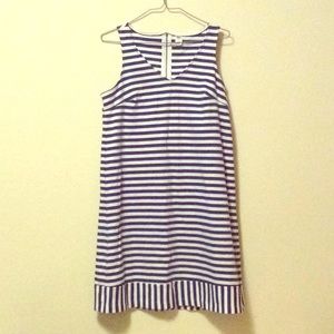 Blue and white striped dress